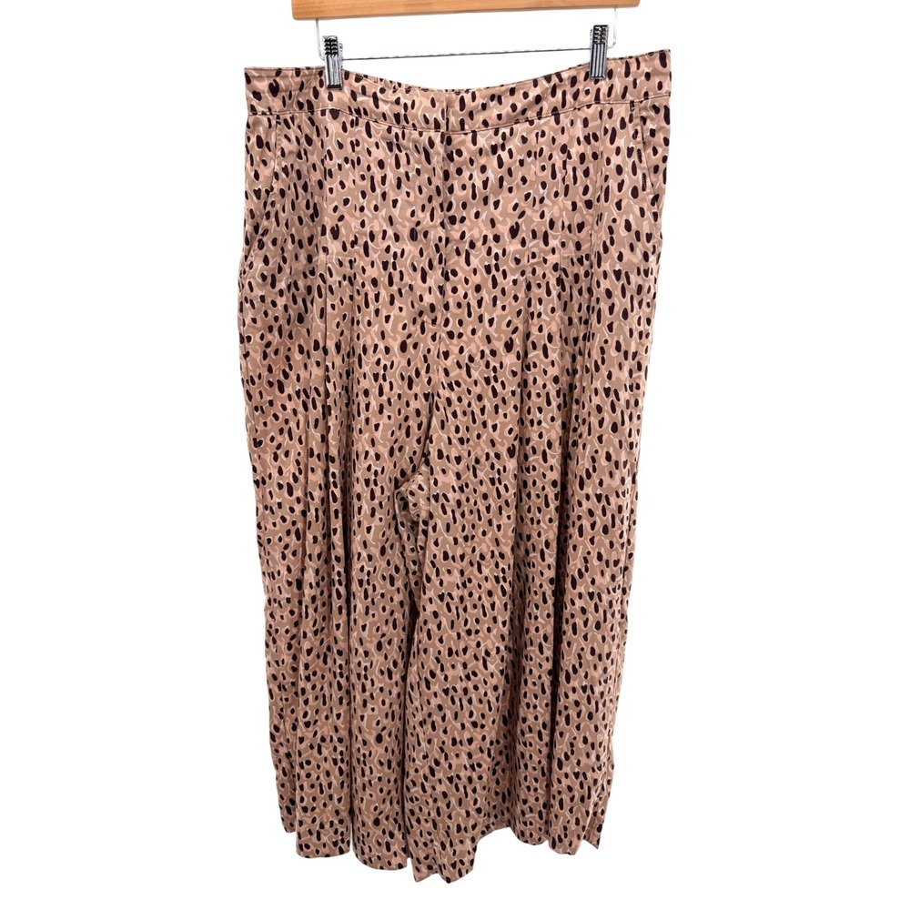 Anthropologie Isobel Pleatedโ Wide Leg Leopard Print Trouser Pant Elastic XL